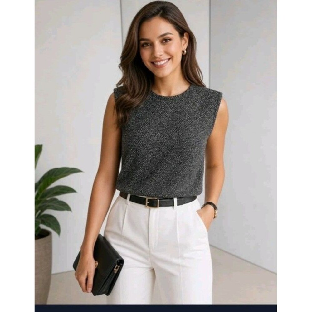 Banana Republic Sleeveless Tunic Knit Size S Black/Gray